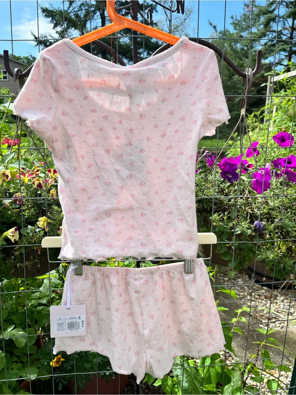 LoveShackFancy Pink Floral Ribbed Kids Pajama Set